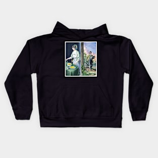 1800 Woman Cooking Man brings fish Kids Hoodie